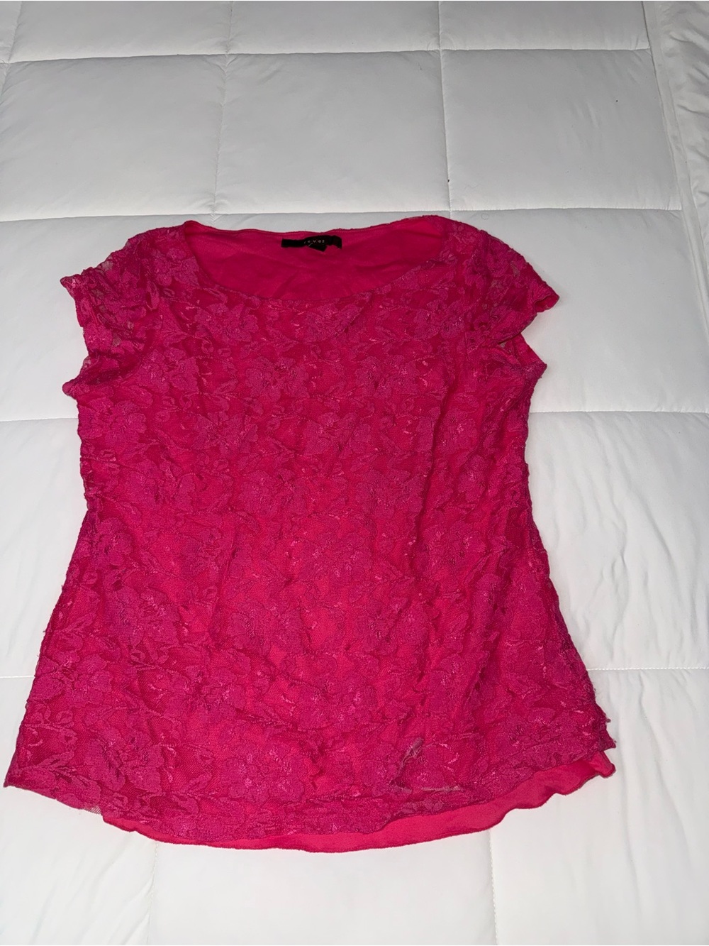 Fever London Hot Pink Lace Cap-Sleeve Blouse
